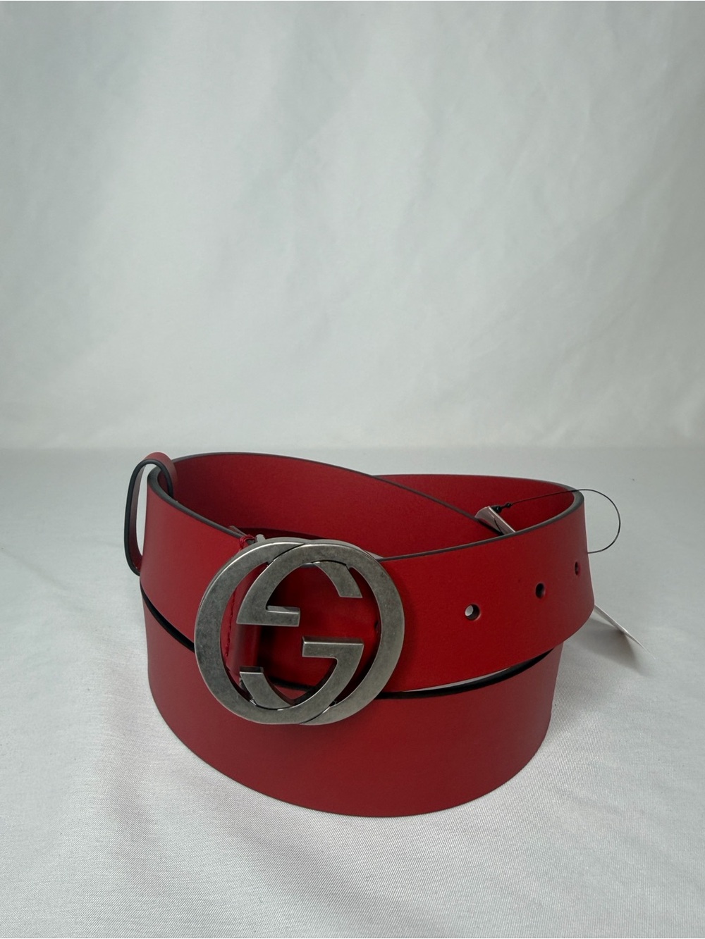 Gucci Interlocking G Red Leather Belt Size 95/38 NWT 546389